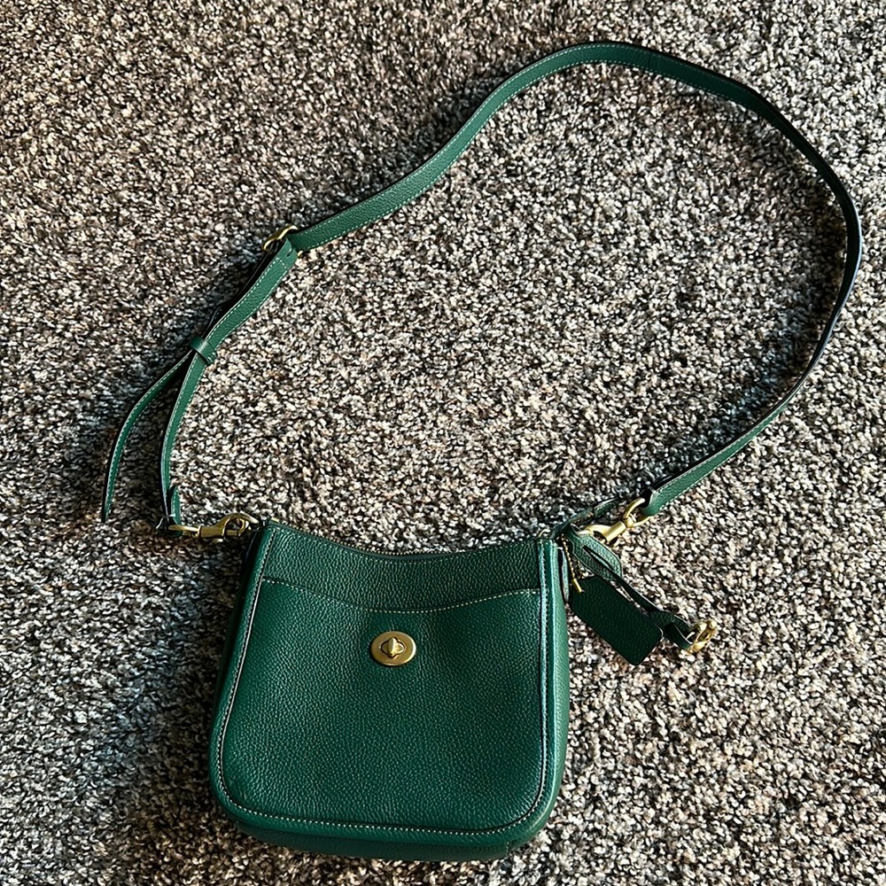 Green Coach Chaise 19 crossbody purse with adjustable strap